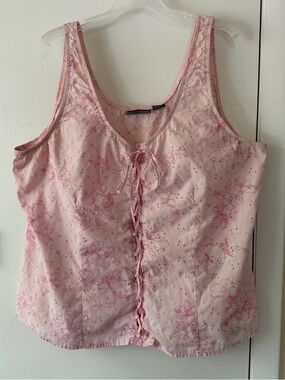 Zoey Beth Tie-Front Pink Eyelet Tank Top 3X